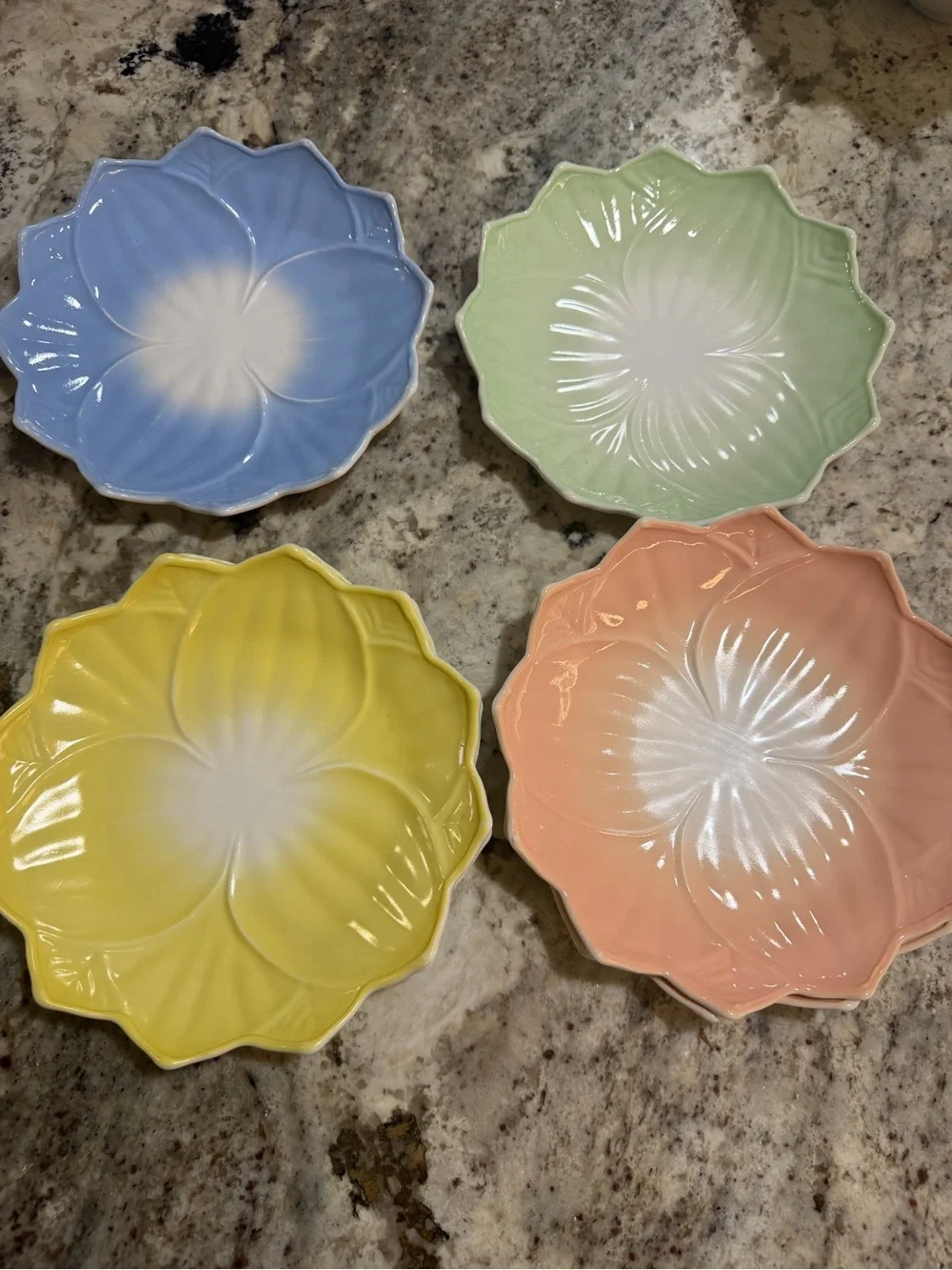 Pastel Flower Plates & Bowls Set of 10, Floral Petal Dinnerware, Cottagecore